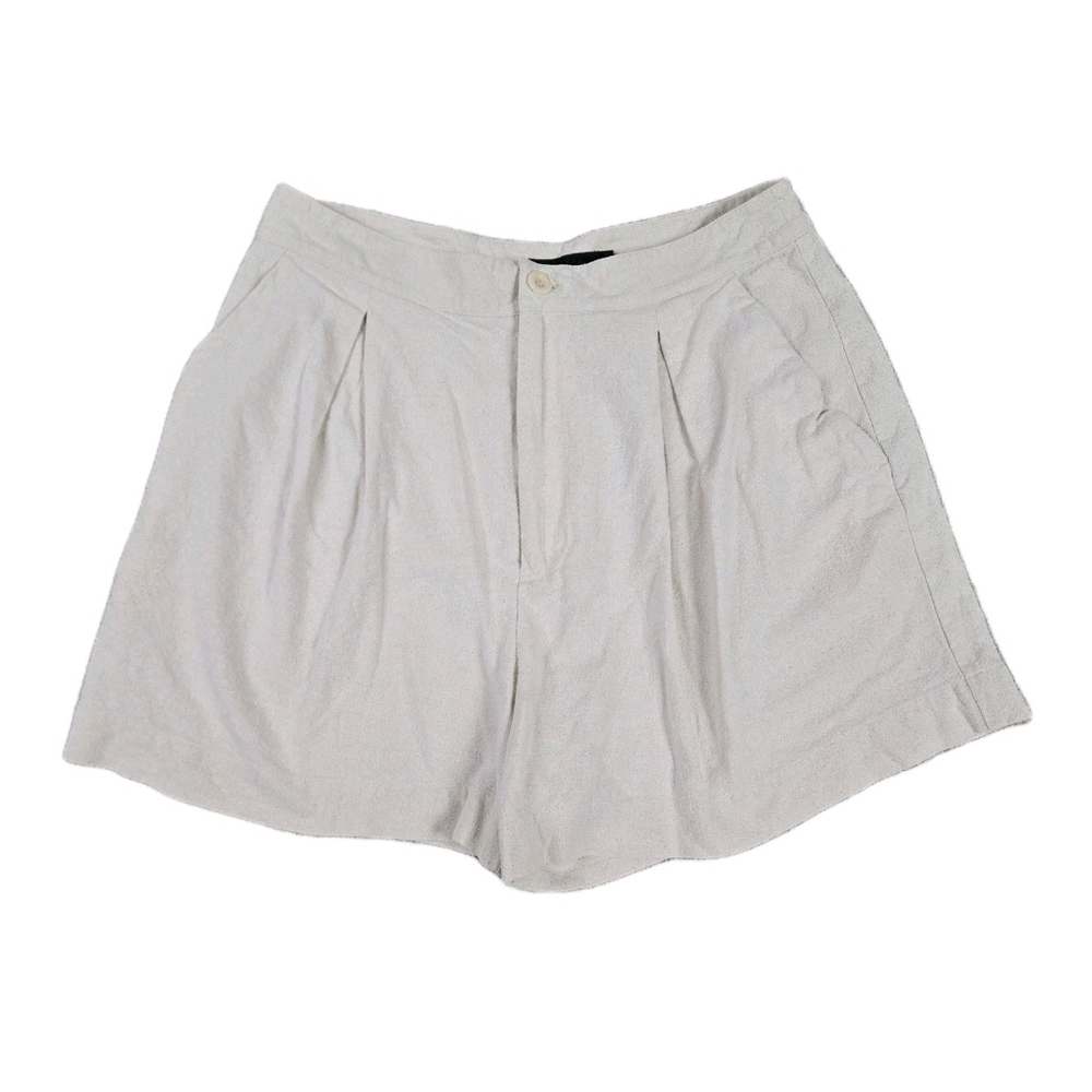 Jenni Kayne Pleated High Waisted Shorts Cream Textured Quiet Luxury Clean Girl
